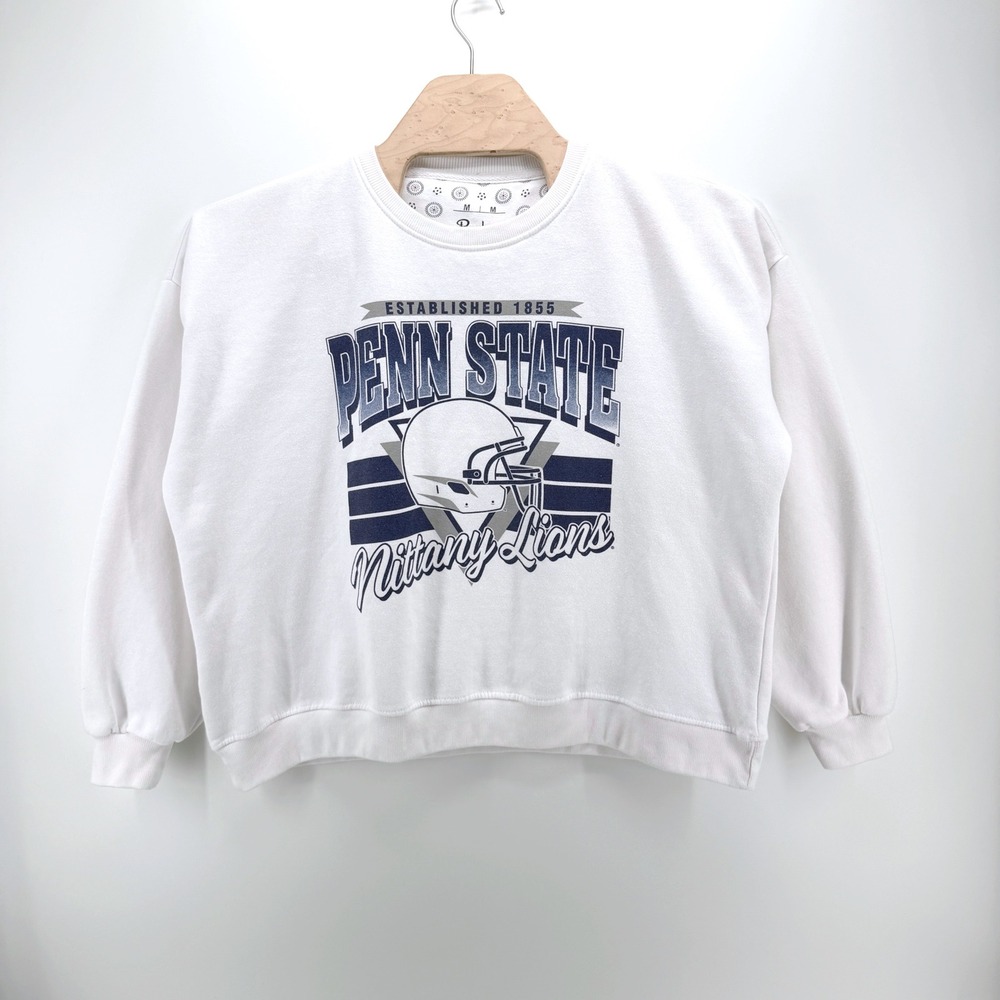 Penn State Nittany Lions Crewneck Sweastshirt Size M White Pressbox Retro Top